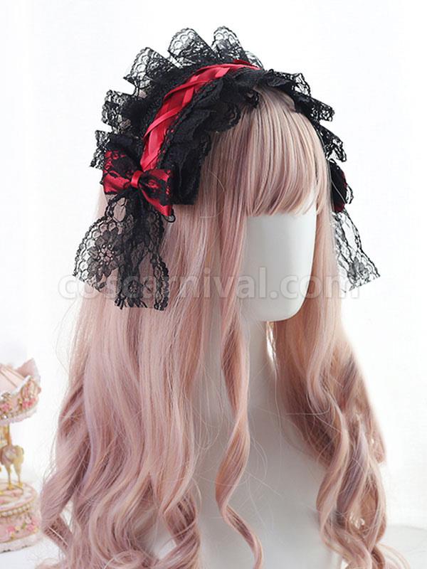 Gothic Lolita Headdress Lace Bow Lolita Headband coscarnival