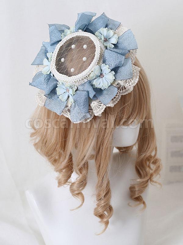 Pastoral?Style Lolita Hat Pearls?Flowers Lace Polyester Ivory Lolita Hats