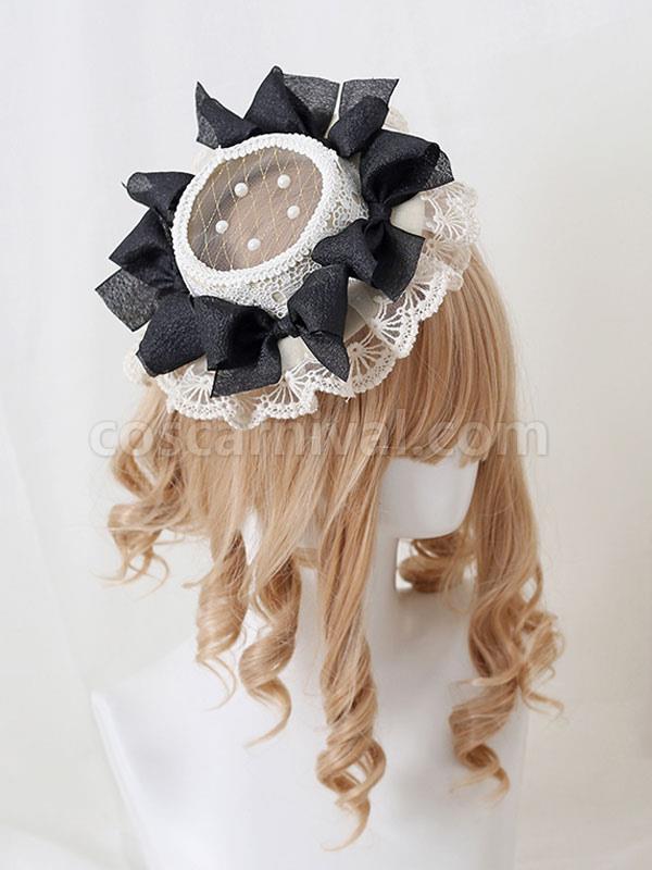 Pastoral?Style Lolita Hat Pearls?Flowers Lace Polyester Ivory Lolita Hats