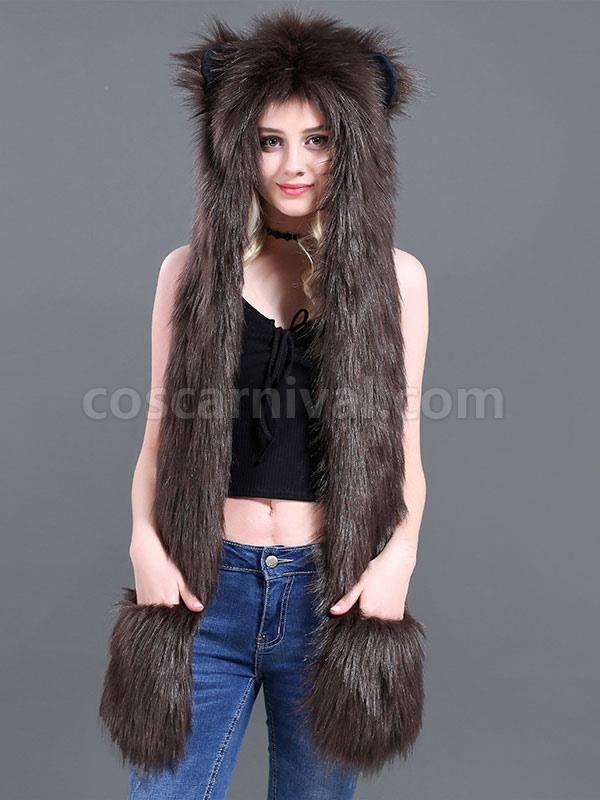 Fur Hat For Women Polyester Hat White Scarf Costume Accessories