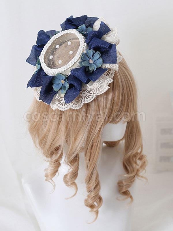Pastoral?Style Lolita Hat Pearls?Flowers Lace Polyester Ivory Lolita Hats