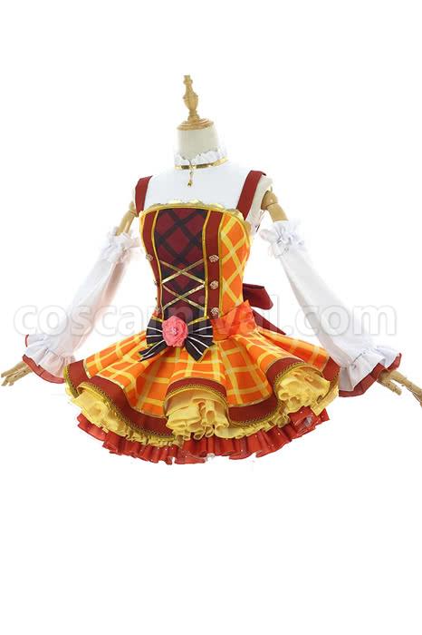 러브 라이브 꽃다발 Awaken Kosaka Honoka 오렌지 드레스 코스프레 의상 coscarnival