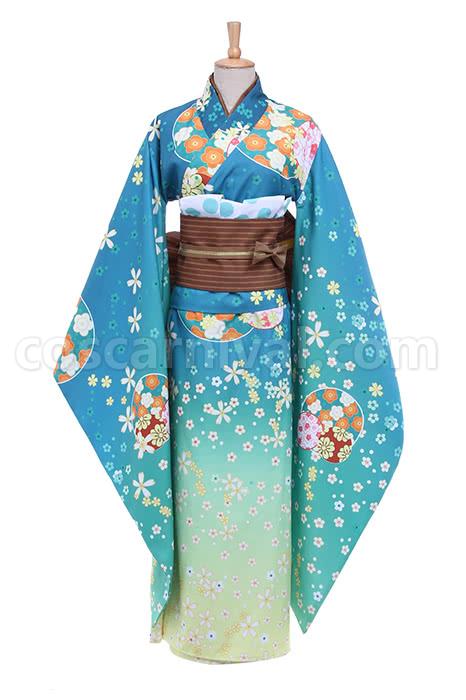 Love Live! Rin Hoshizora Blue Kimono Cosplay Costume coscarnival