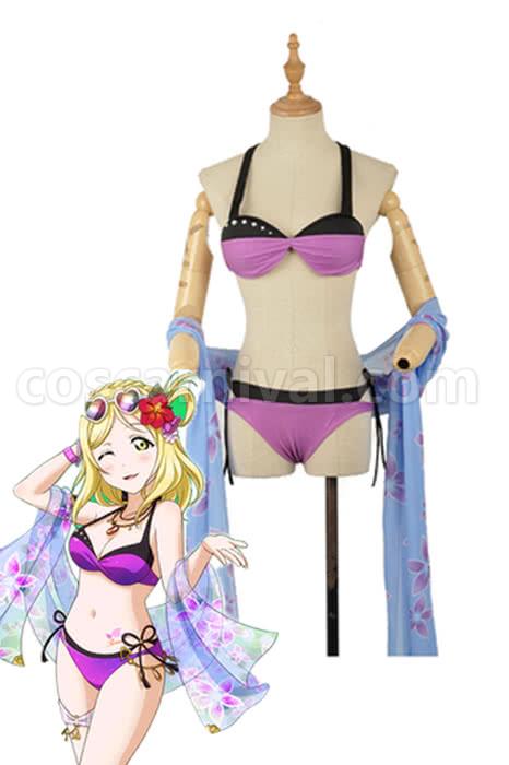 Love Live Sunshine Angel Aqours Unawaken Mari Ohara Purple SwimSuit Cosplay Costume, front view