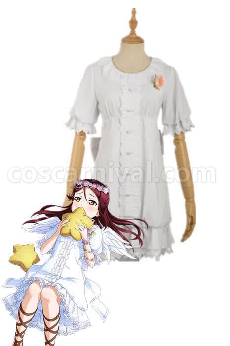 Love Live Sunshine Angel Aqours Unawaken Riko Sakurauchi White Dress Cosplay Costume, front view