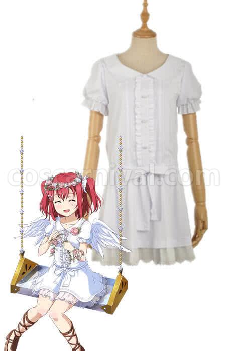 Love Live Sunshine Angel Aqours Unawaken Ruby Kurosawa White Dress Cosplay Costume, front view