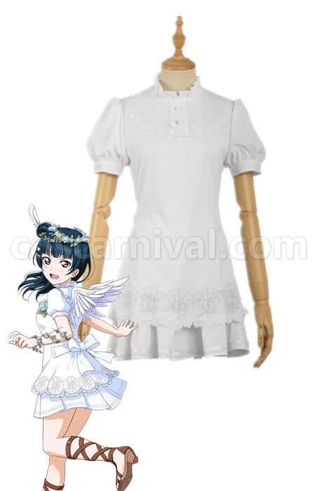 Love Live Sunshine Angel Aqours Unawaken Yoshiko Tsushima White Dress Cosplay Costume coscarnival