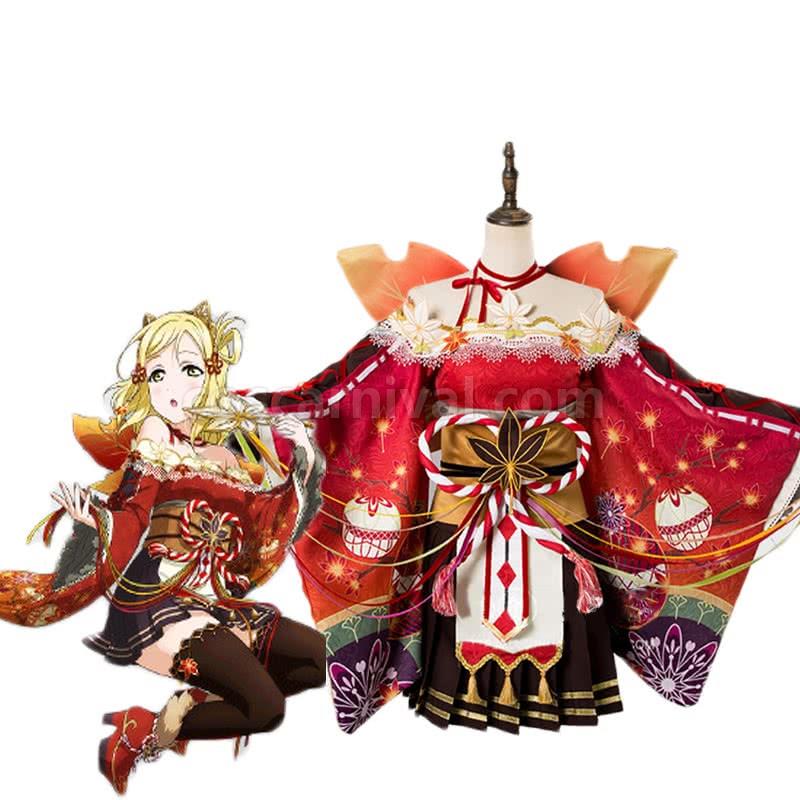 Love Live! Sunshine Aqours Mari Ohara Maple kimono Cosplay Costume coscarnival