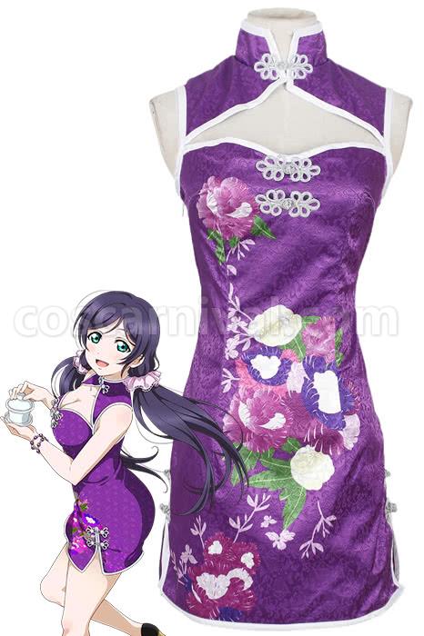 Love Live! Tojo Nozomi Purple Qipao Cosplay Costume coscarnival