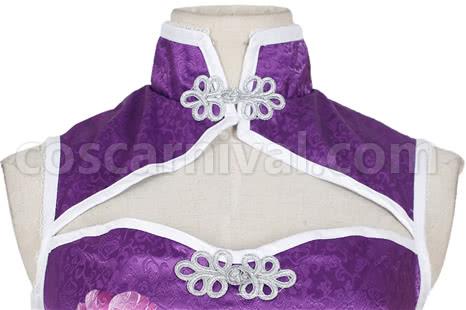 Love Live! Tojo Nozomi Purple Qipao Cosplay Costume, collar detail