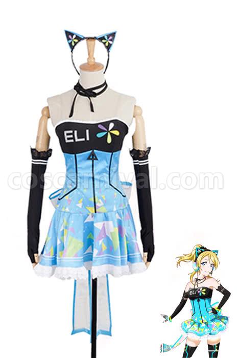 Love Live! Video Awaken Eli Ayase Blue Dresses Cosplay Costume coscarnival
