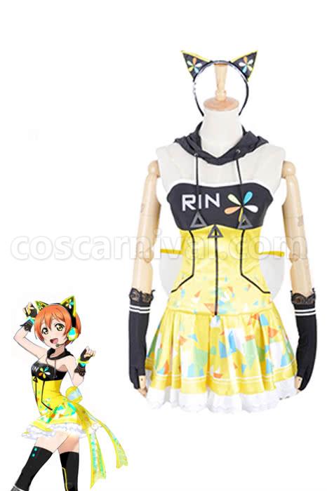 Love Live! Video Awaken Rin Hoshizora Yellow Dresses Cosplay Costume coscarnival