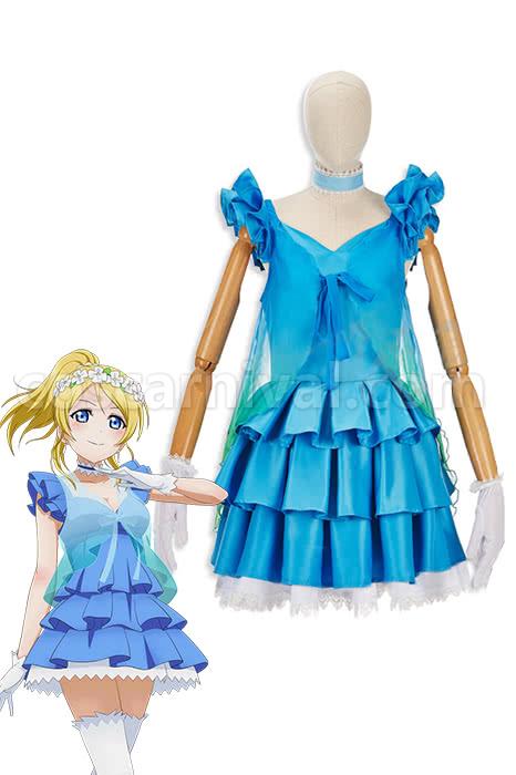 Love Live! Yume No Tobira Eli Ayase Blue Coaplay Dress Cosplay Costume coscarnival