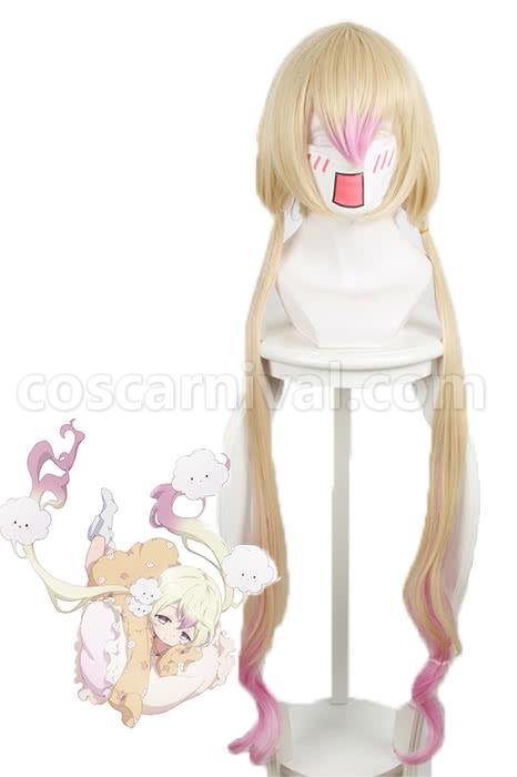 magical girl raising project mianmian golden mixed purple long wigs cosplay