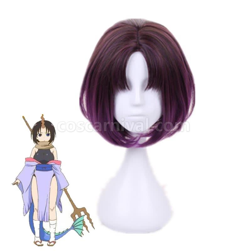 miss kobayashis dragon maid elma black mixed purple wigs anime cosplay