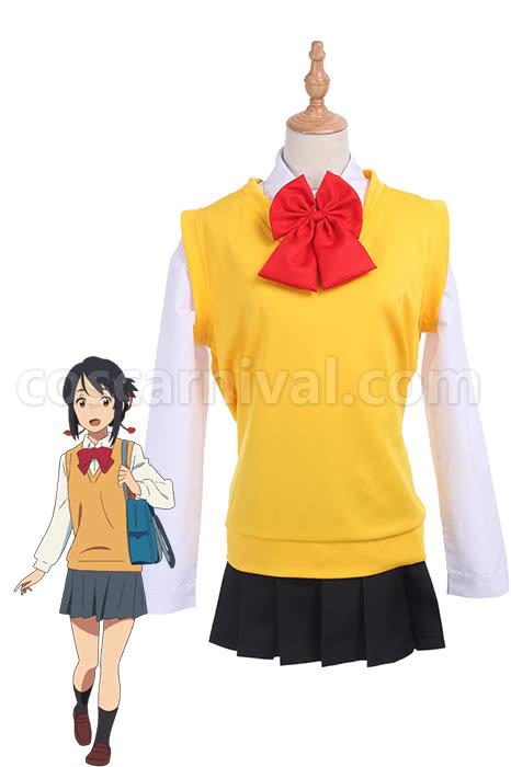 Movie Your Name Mitsuha Miyamizu Long Sleeves Cosplay Costume coscarnival