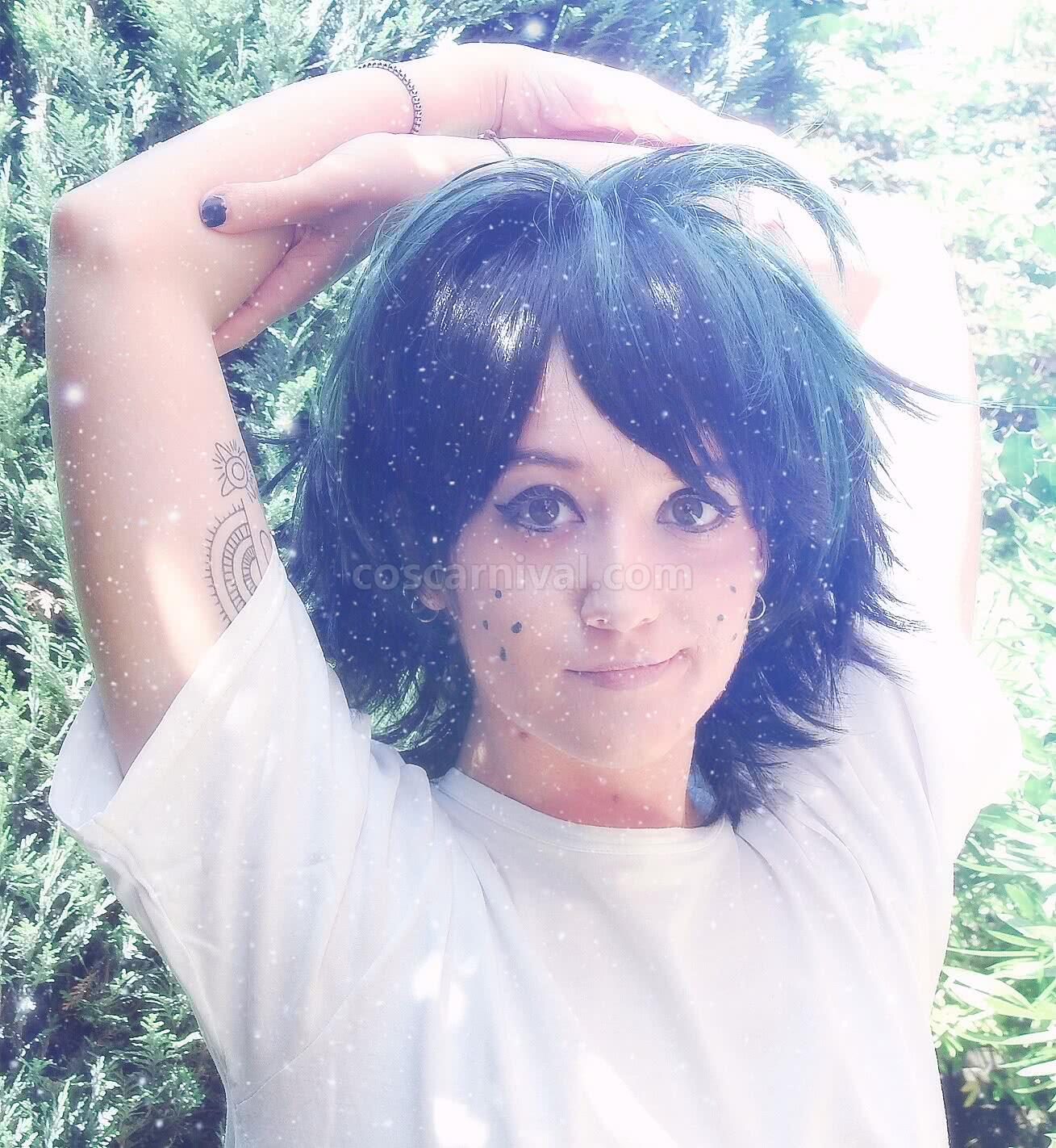 my hero academia izuku midoriya fluffy green and black gradient hair wigs costumes