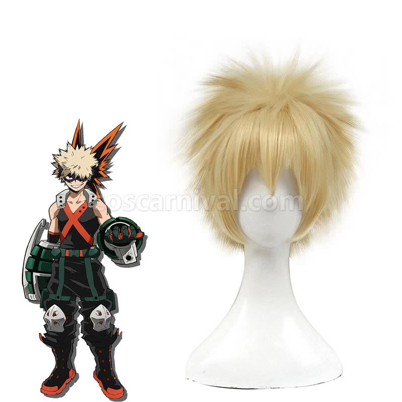 my hero academia katsuki bakugo wigs blonde short synthetic hair wigs cosplay costume