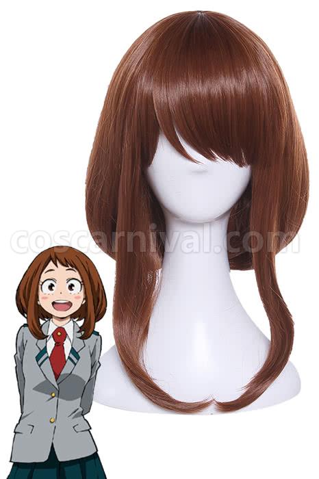 my hero academia ochako uraraka synthetic brown short wigs anime cosplay costume