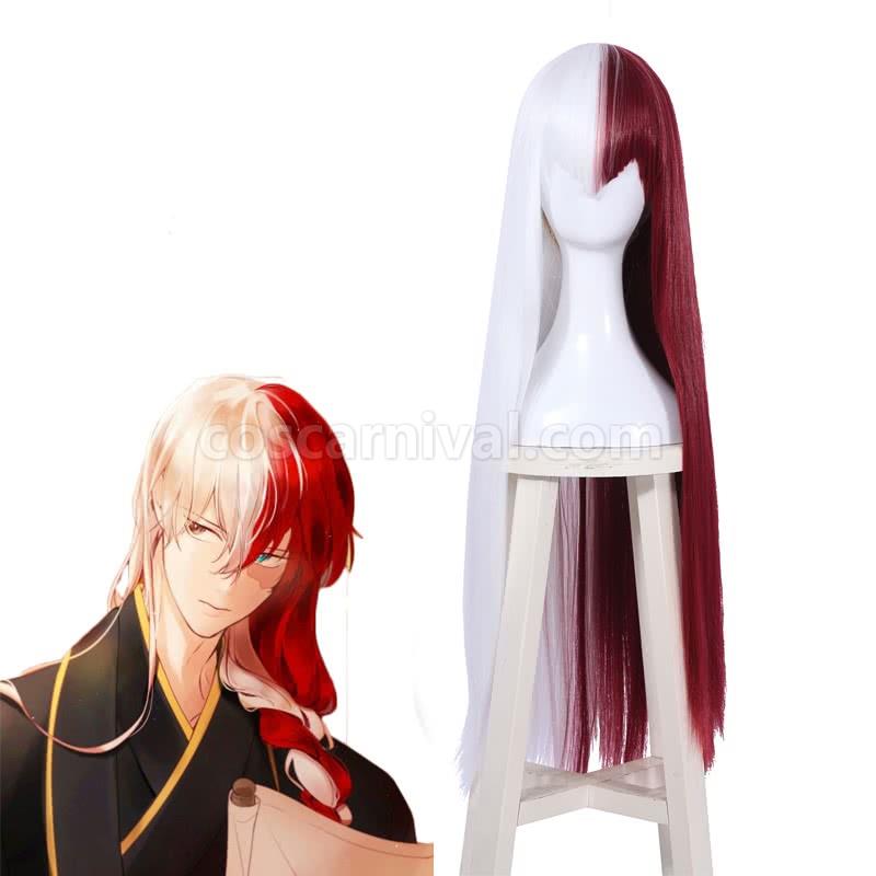 my hero academia shoto todoroki woman red and white mixed long wigs custom costume