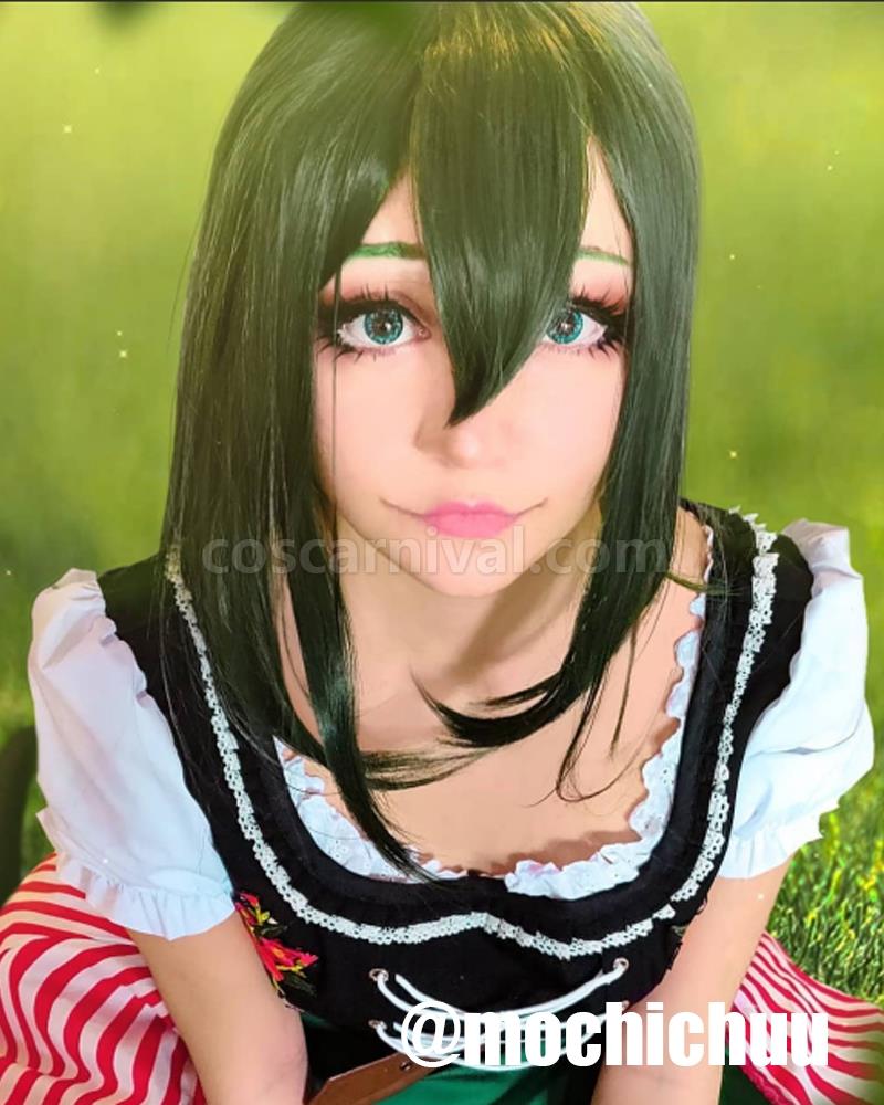 僕のヒーローアカデミア Asui Tsuyu Beautiful Long Dress Cosplay Costume coscarnival