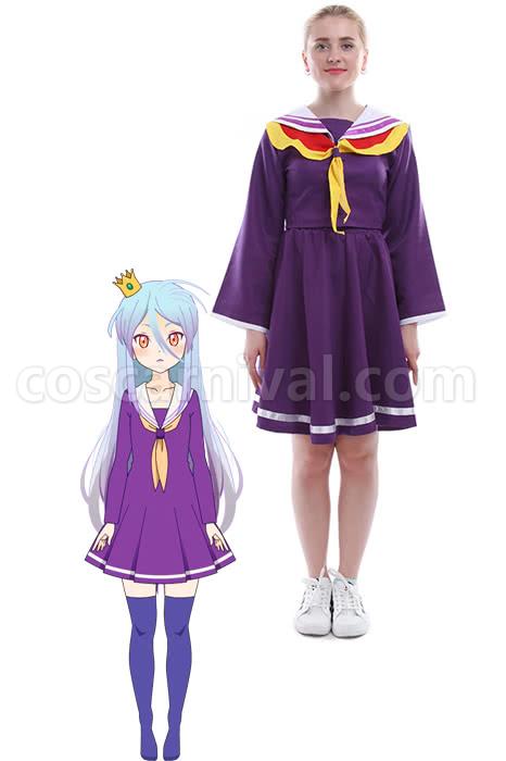 No NO Life Shiro Japanese Sailor Suit Cosplay Costume coscarnival