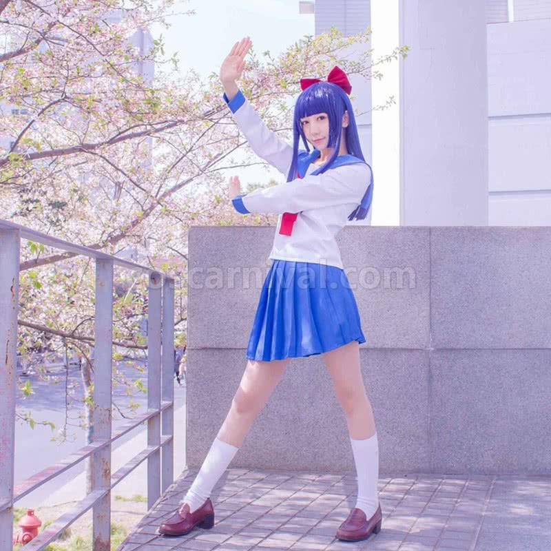 ポプテピピック ポプテピピック ポプ子とピピ美 青制服スカート コスプレ衣装 coscarnival