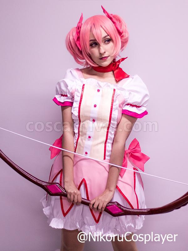 Puella Magi Madoka Magica Kaname Madoka Pink Dress Cosplay Costume coscarnival