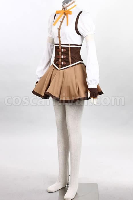 Puella 동방 박사 Tomoe 마미 혼합 흰색과 갈색 드레스 사랑스러운 코스프레 의상 coscarnival