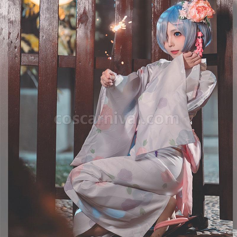 Re : Zero-Starting life in another World Rem Kimono Yukata Cosplay Costume
