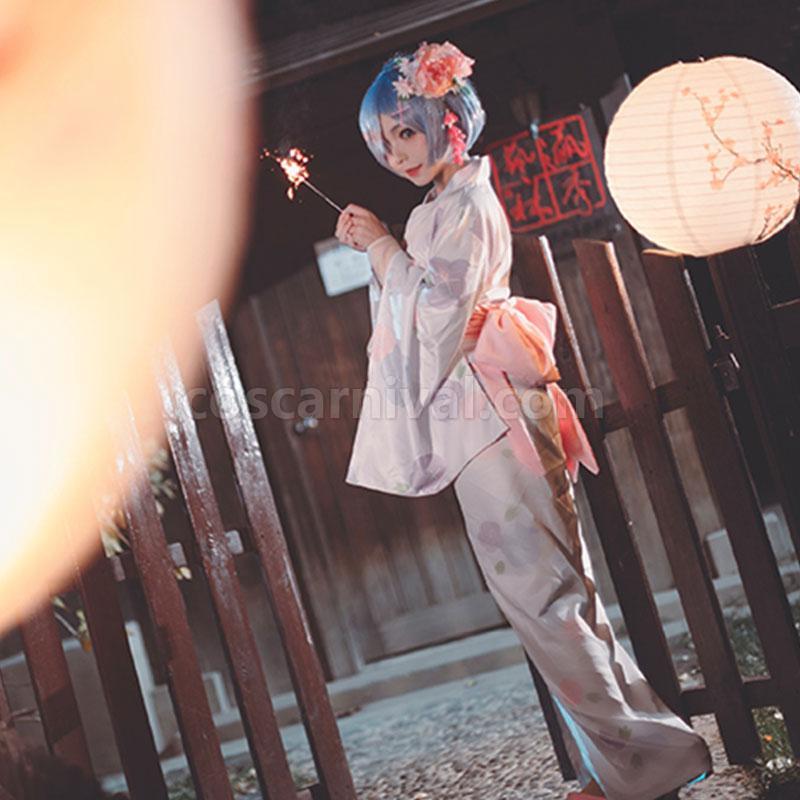 Re : Zero-Starting life in another World Rem Kimono Yukata Cosplay Costume
