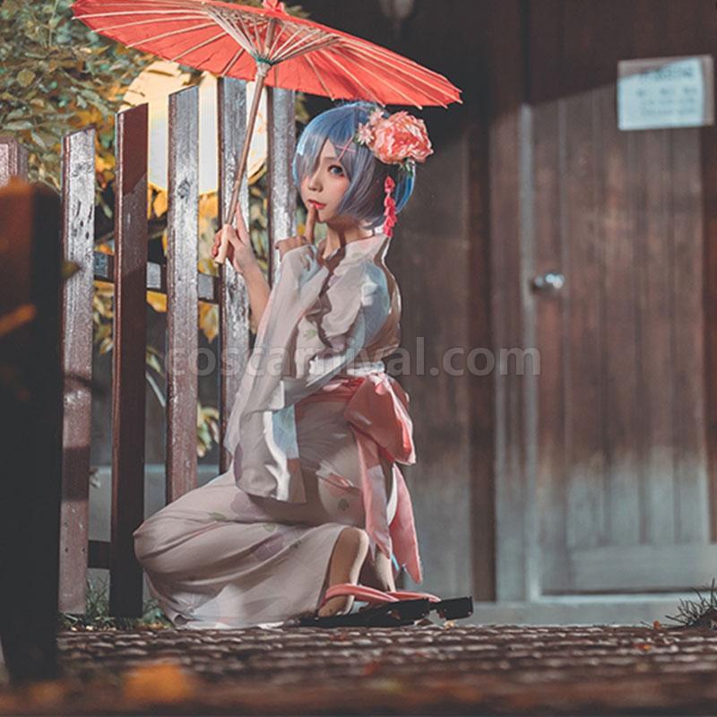 Re : Zero-Starting life in another World Rem Kimono Yukata Cosplay Costume