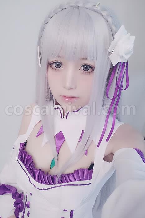 rezero starting life in another world emilia synthetic long grey wigs custom cosplays