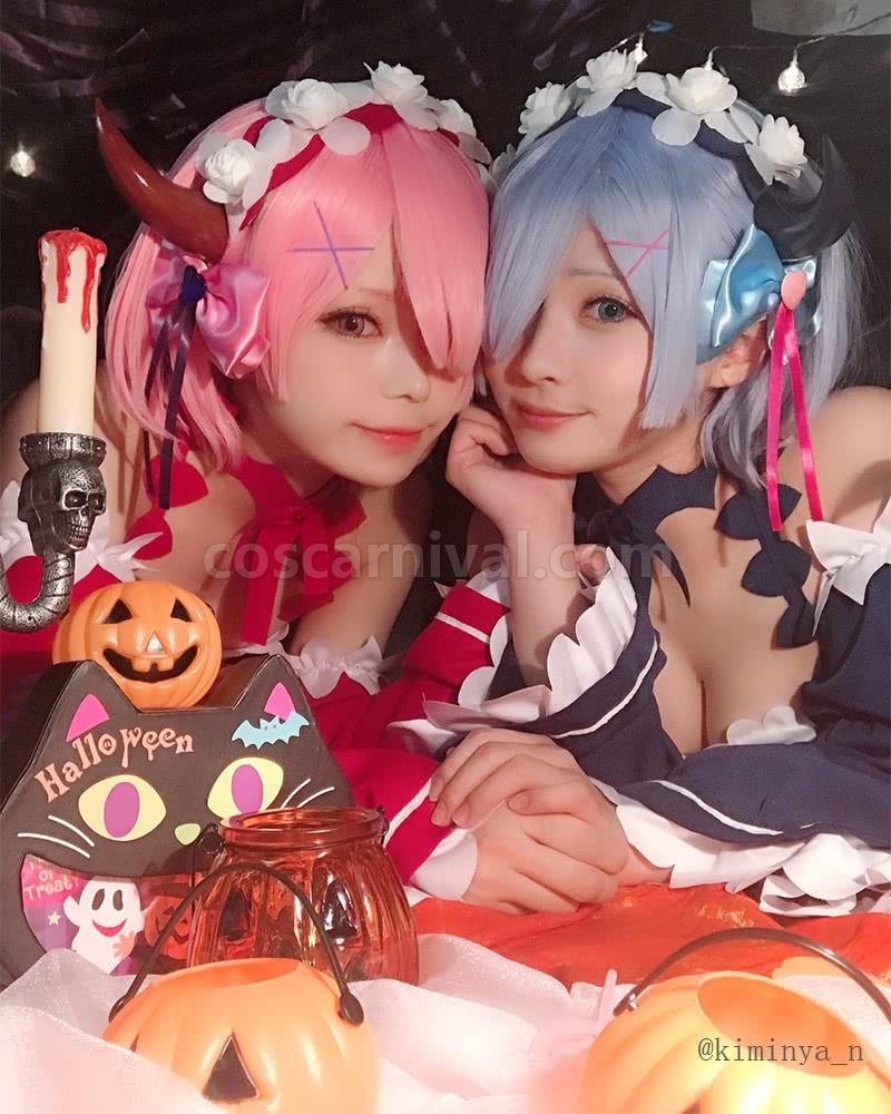 Re:ZERO -Starting Life in Another World Rem Ram Little Devil Cosplay Costume