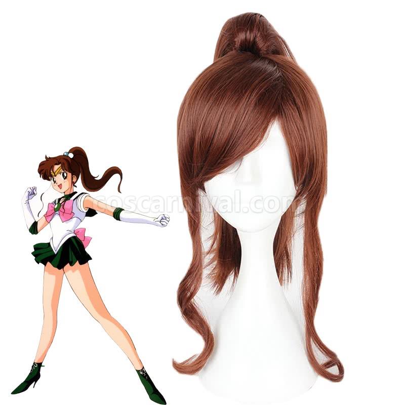Sailor Moon Kino Makoto Long Brown Cosplay Costume coscarnival