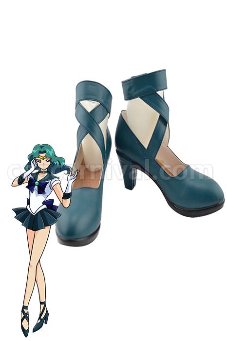 Sailor Moon Sailor Neptune Green Shoes Boots Cosplay Costume coscarnival