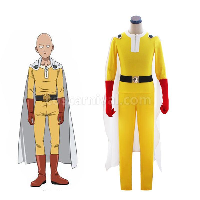 Saitama Jumpsuit Battle Suit Full Sets Cosplay Costume coscarnival