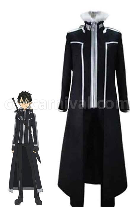 Sword Art Online Kirigaya Kazuto Black Uniform Cosplay Costume coscarnival