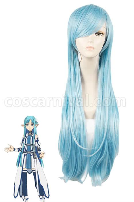 Sword Art Online Yuuki Asuna Straight Blue Cosplay Costume coscarnival