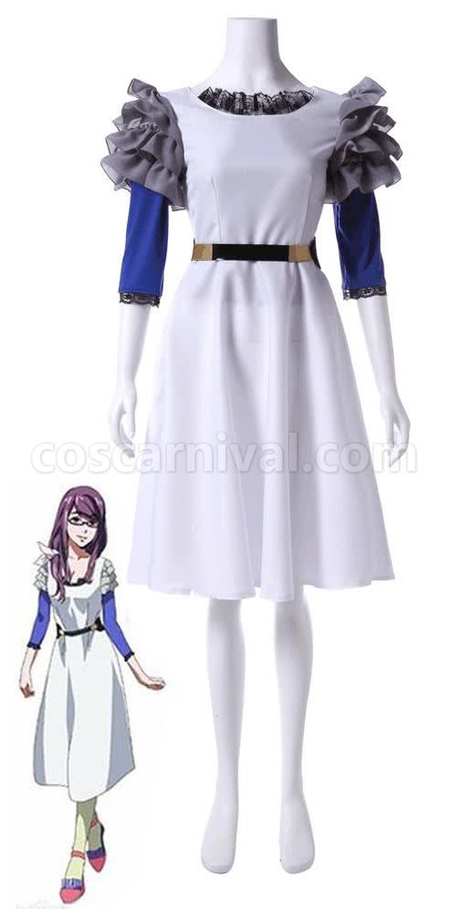 Tokyo Ghoul Rize Kamishiro Fancy White Dress Cosplay Costume coscarnival