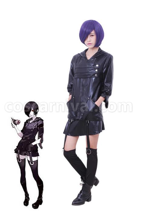 Tokyo Ghoul Touka Kirishima Black Leather Turnouts Cosplay Costume coscarnival