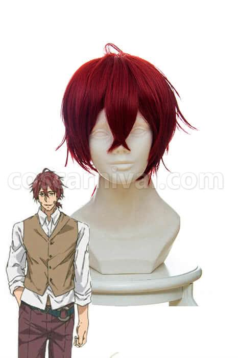 violet evergarden claudia hoggins wigs short wine red synthetic man wigs cosplays