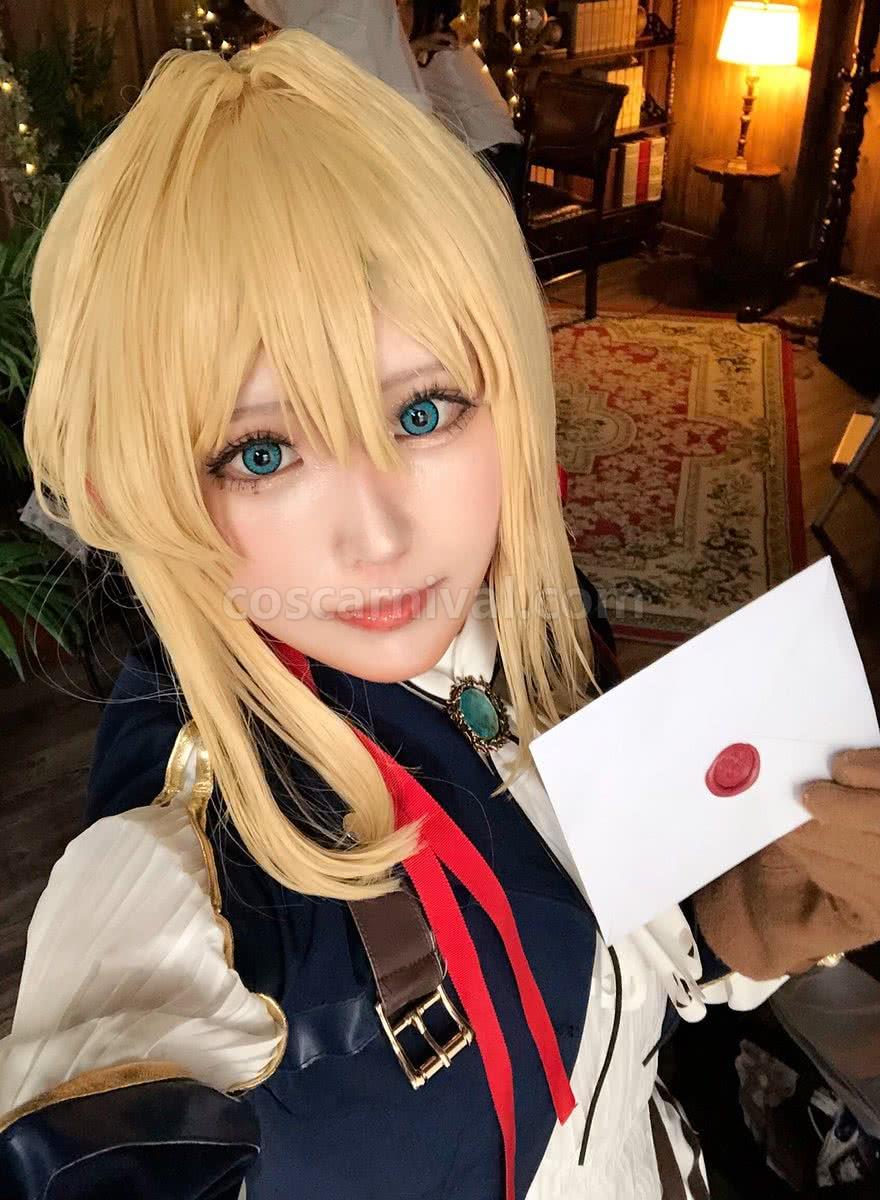 Violet Evergarden Violet Evergarden Synthetic Short Blonde Cosplay Costume  coscarnival