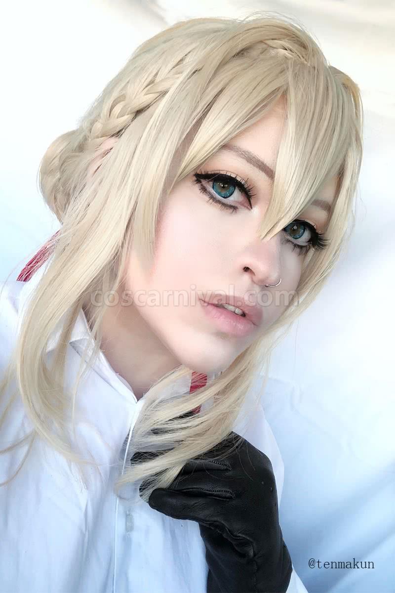 Violet Evergarden Violet Evergarden Synthetic Short Blonde Cosplay Costume  coscarnival