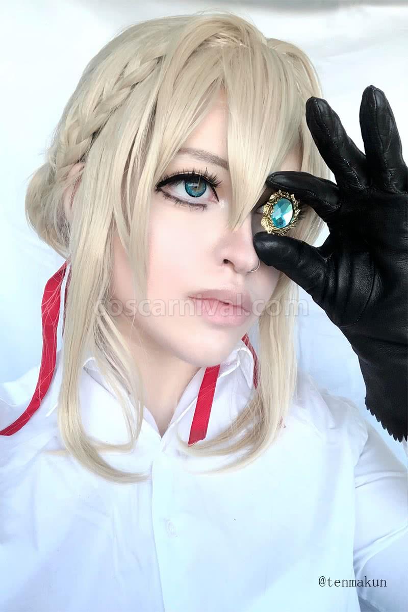 Violet Evergarden Violet Evergarden Synthetic Short Blonde Cosplay Costume  coscarnival