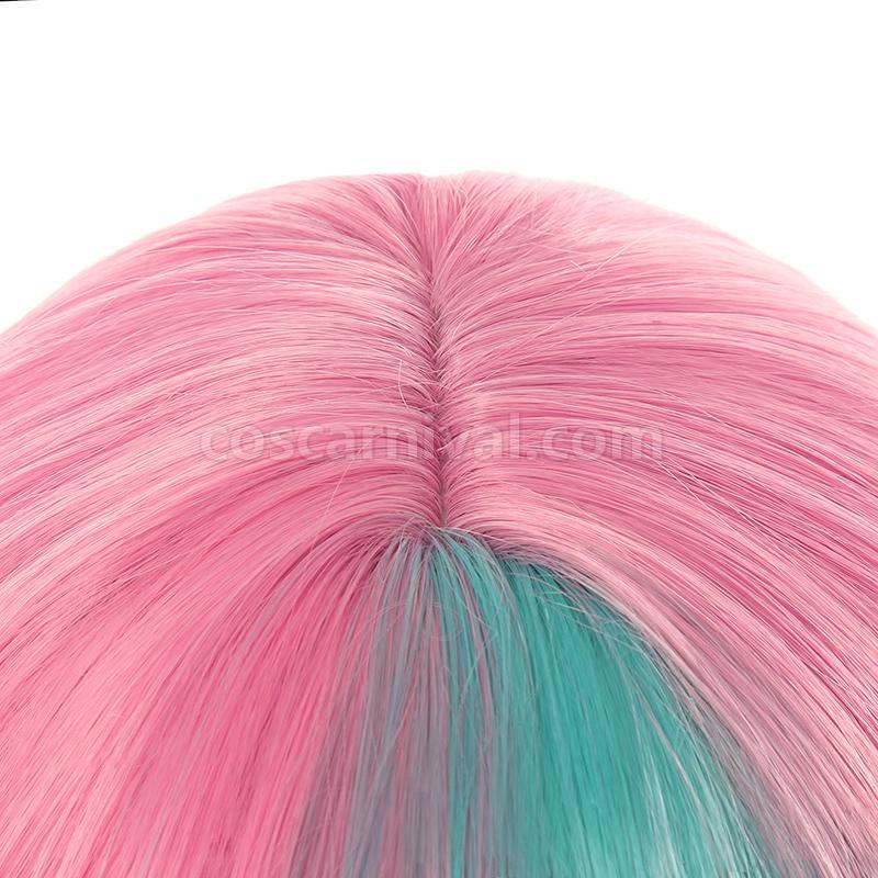 가상 Youtuber 핑키 팝 헵번 긴 곱슬 혼합 핑크 코스프레 의상 coscarnival