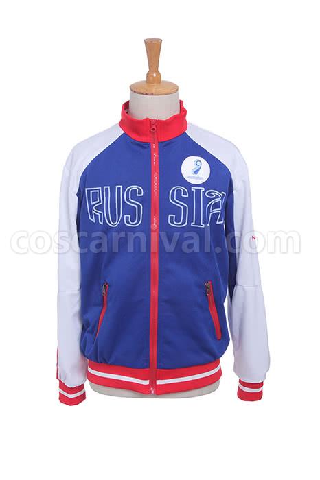 Yuri on Ice Yuri Plisetsky 블루 스포츠웨어 코트 코스프레 의상 coscarnival
