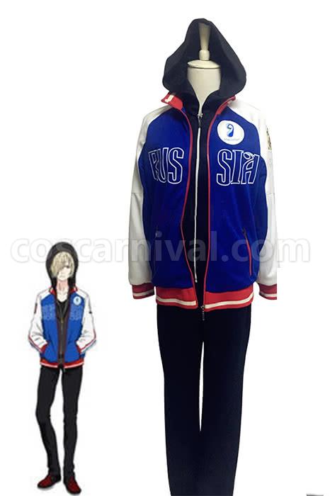 Yuri on Ice Yuri Plisetsky Blue Sportswear Suits Cosplay Costume coscarnival
