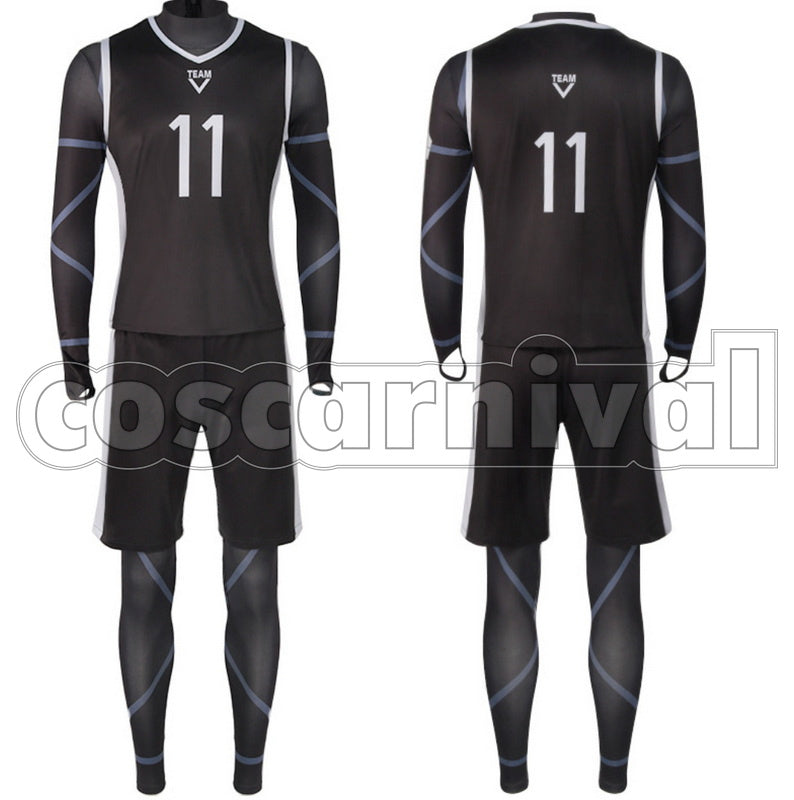 BLUE LOCK Seishiro Nagi Reo Mikage Black Sportswear Cosplay Costume