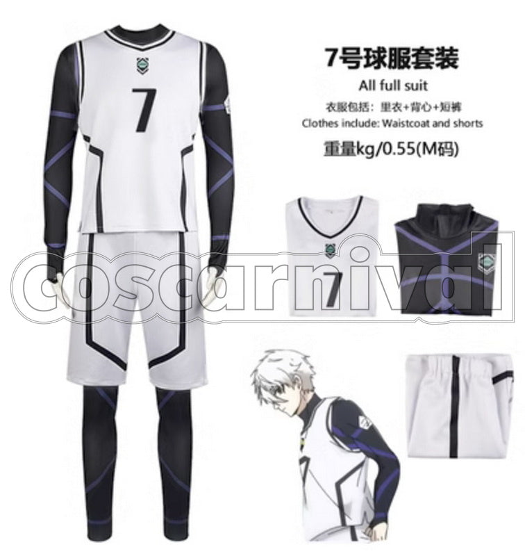 BLUE LOCK Yoichi Isagi Meguru Bachira White Sportswear Cosplay Costume